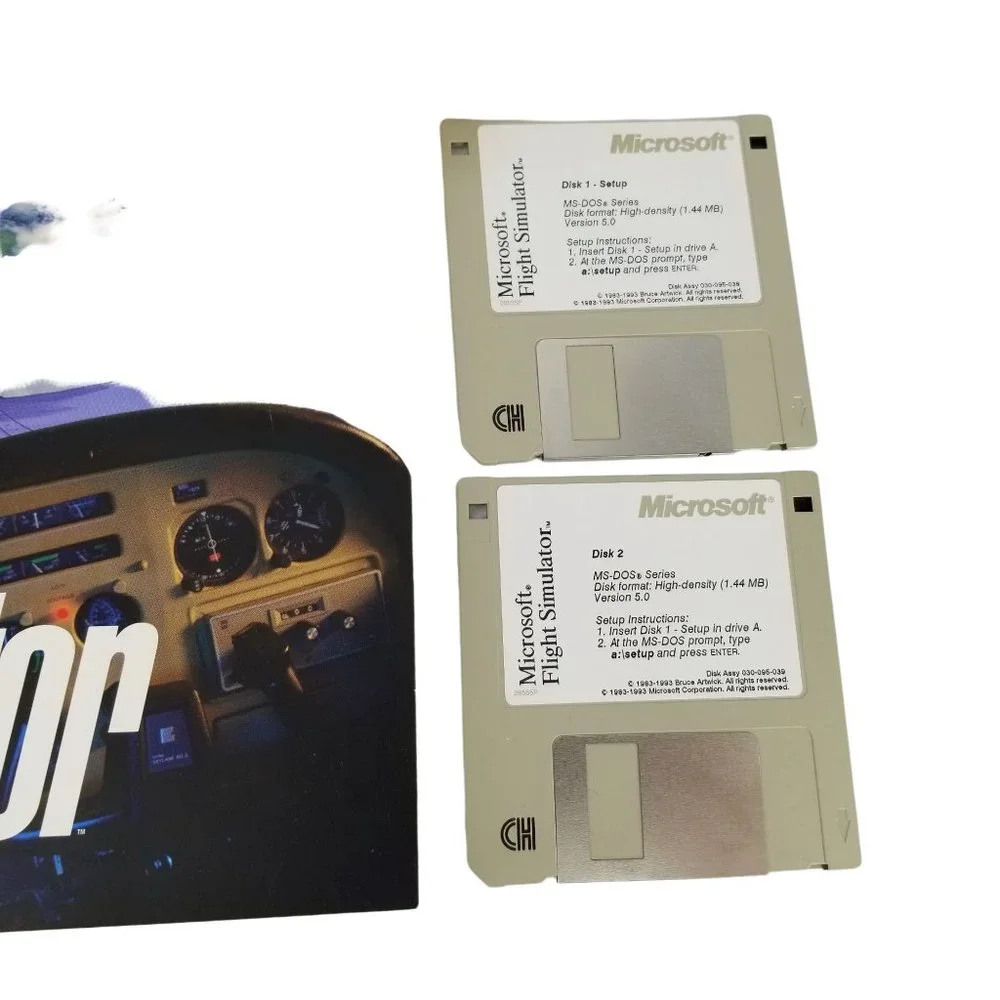 Microsoft Flight Simulator 5.0 PC Hard Disc Handbook Airplane School Computer